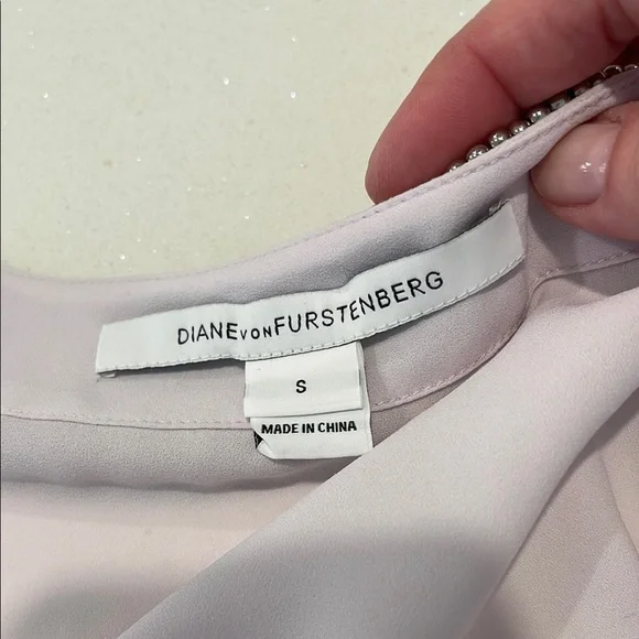 DVF Diane Von Fustenberg Acedia silver ball pastel pink blouse - Picture 8 of 11